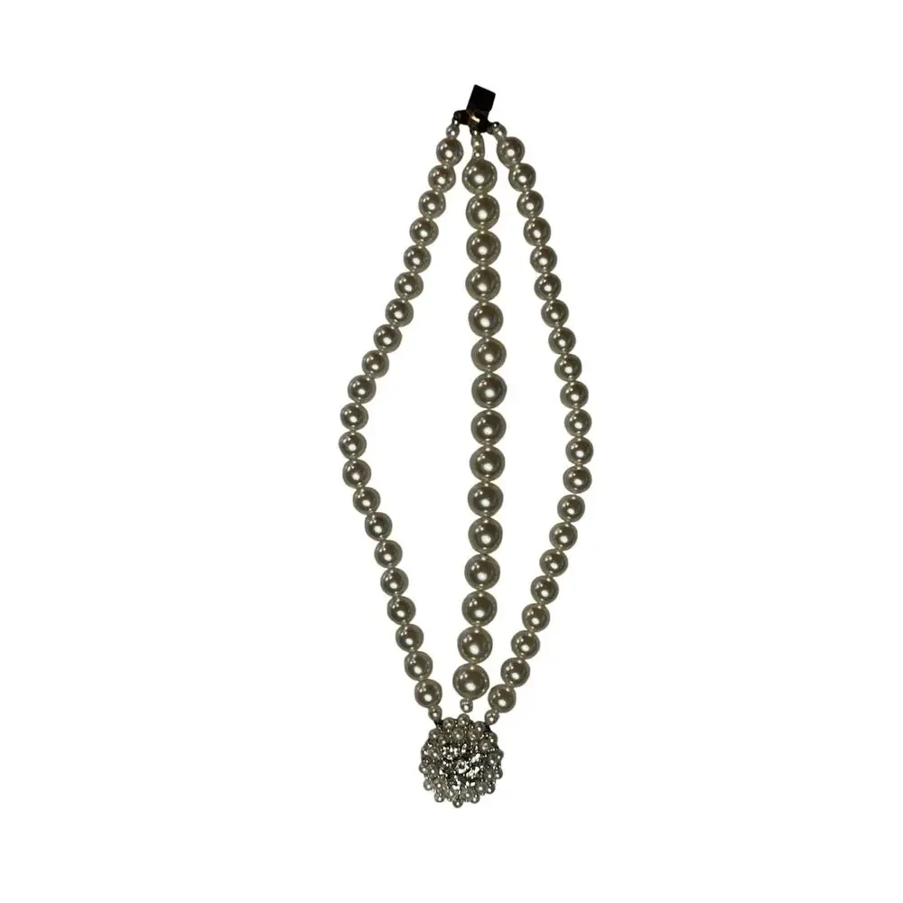 3 Strand Faux Pearl Bracelet Crystal Pearl Statement Elegant Hollywood Glam